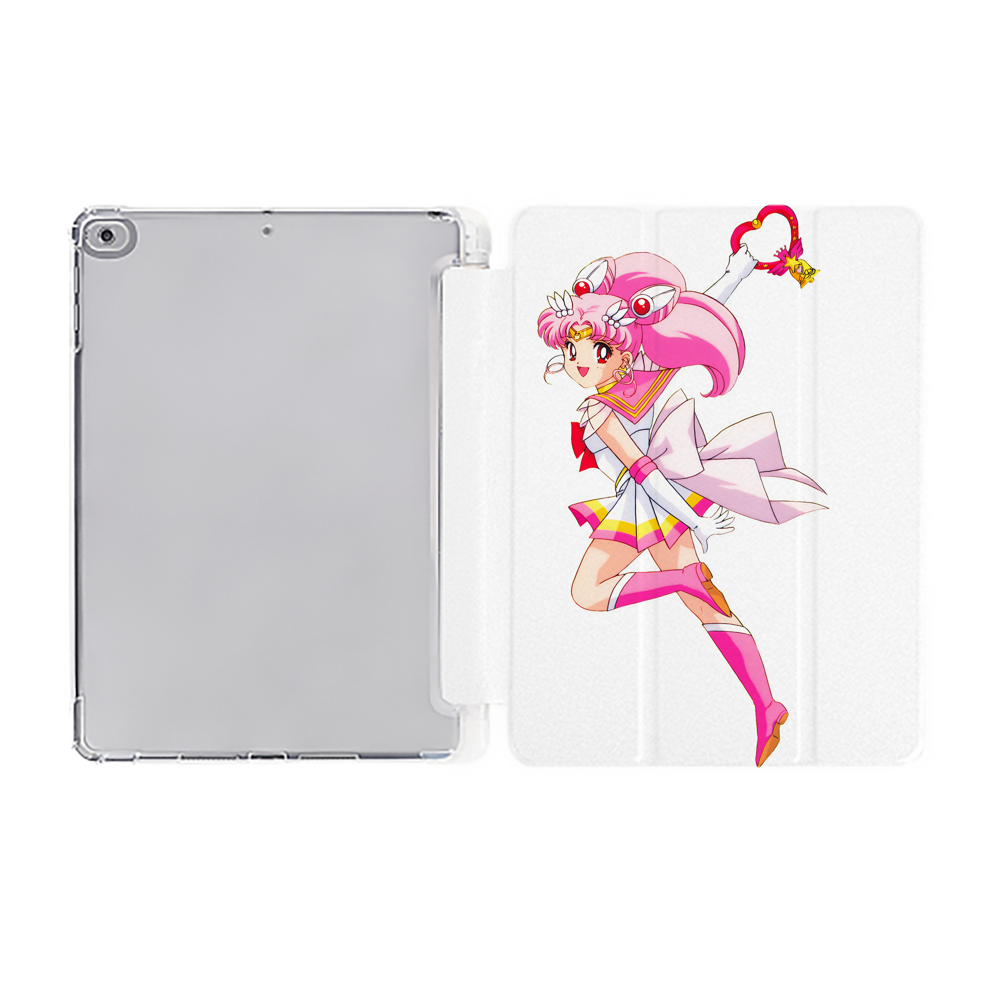 （画像用） 美少女戦士セーラームーン ちびうさ Sailor Moon Chibiusa Tsukino Usagi Small Lady Serenity IPad ケース ペン収納付き 三つ折りスタンド PUレザー×シリコン 対応機種9.5/10.5/10.9インチ